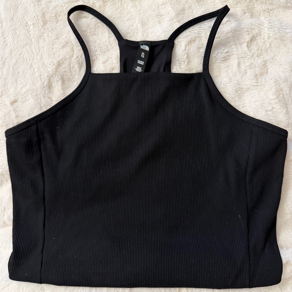 North face black ribbed tank crop top size XL